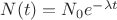 $N(t)=N_0 e^{-\lambda t}$