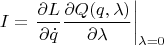 $$
I=\left.\frac{\partial L}{\partial\dot q}\frac{\partial Q(q,\lambda)}{\partial\lambda}\right|_{\lambda=0} 
$$