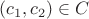 $(c_1,c_2)\in C$