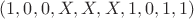 $(1, 0, 0, X,X,X, 1, 0, 1, 1)$