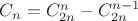 $C_n = C_{2n}^{n} - C_{2n}^{n-1}$