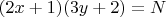 $(2x+1)(3y+2)=N$