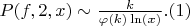 $P(f,2,x) \sim \frac {k} {\varphi(k)\ln(x)}.(1)$