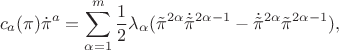 $$c_a(\pi)\dot{\pi}^a
  =\sum_{\alpha=1}^m\frac{1}{2}\lambda_{\alpha}
  (\tilde{\pi}^{2\alpha}\dot{\tilde{\pi}}^{2\alpha-1}
  -\dot{\tilde{\pi}}^{2\alpha}\tilde{\pi}^{2\alpha-1}),$$