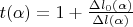 $t(\alpha ) =1+ \frac{\Delta {l_0}(\alpha )}{\Delta l(\alpha )}$