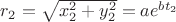 $r_2=\sqrt{x_2^2+y_2^2}=ae^{bt_2}$