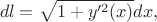 $$dl=\sqrt{1+y'^2(x)}dx,$$
