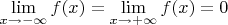 $\lim \limits_{x \rightarrow -\infty} f(x) = \lim \limits_{x \rightarrow +\infty} f(x)= 0$