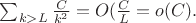 $\sum_{k>L}\frac{C}{k^2} =O(\frac{C}{L}=o(C).$