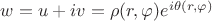 $w=u+iv=\rho (r,\varphi )e^{i\theta (r,\varphi)}$