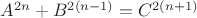 $A^{2n}+B^{2(n-1)}=C^{2(n+1)}$