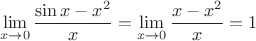 $$\lim\limits_{x\to0}{\frac{\sin x-x^2}{x}}=\lim\limits_{x\to0}{\frac{x-x^2}{x}}=1$$