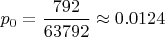 $p_0=\dfrac {792}{63792}\approx 0.0124$