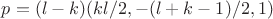 $p=(l-k)(kl/2, -(l+k-1)/2,1)$