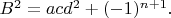 $B^2=acd^2+(-1)^{n+1}.$