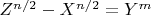$Z^{n/2}-X^{n/2}=Y^m$