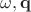 $\omega, \mathbf{q}$