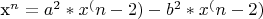 x^n=a^2*x^(n-2)-b^2*x^(n-2)