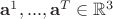 $\mathbf a^1, ..., \mathbf a^T \in \mathbb R^3$ $\mathbf a^1, ..., \mathbf a^T \in \mathbb R^3$