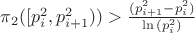 $\pi_2 ([p^2_i,p^2_{i+1})) >\frac {(p^2_{i+1}-p^2_i)} {\ln{(p^2_i)}}$