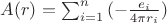 $A(r)=\sum_{i=1}^{n}\grad{(-\frac{e_i}{4\pi r_i})}$