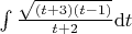 $\int \frac{\sqrt{(t+3)(t-1)}}{t+2}{\rm d} t$