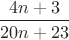 $\dfrac{4n+3}{20n+23}$