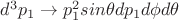 $d^3p_1 \to p_1^2sin\theta dp_1d\phi d\theta$