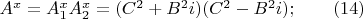 $A^x=A_1^xA_2^x=(C^2+B^2i)(C^2-B^2 i);\qquad(14)$