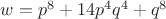 $w=p^8+14p^4{q^4}+q^8$