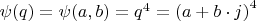 $\psi(q)=\psi(a,b)=q^4=\left(a+b\cdot j\right)^4$