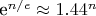 e^{n/e}\approx 1.44^n