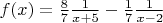 $f(x)=\frac{8}{7}\frac{1}{x+5}-\frac{1}{7}\frac{1}{x-2}$