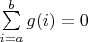 $\sum\limits_{i=a}^b g(i)=0$
