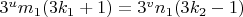 $3^{u}m_{1}(3k_{1}+1)=3^{v}n_{1}(3k_{2}-1)$