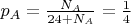 $p_A=\frac{N_A}{24+N_A} = \frac{1}{4}$