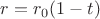$r=r_0(1-t)$