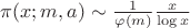 $\pi(x;m,a) \sim \frac1{\varphi(m)} \frac x{\log x}$