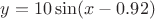 $y = 10 \sin (x - 0.92)$