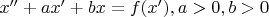 $x'' + ax' + bx = f(x'), a > 0, b > 0