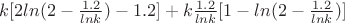 $k[2ln(2-\frac{1.2}{ln k})-1.2]+k\frac{1.2}{ln k}[1-ln(2-\frac{1.2}{ln k})]$