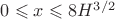 $0\leqslant x\leqslant 8H^{3/2}$