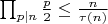 $\prod_{p|n} \frac{p}{2} \leq \frac{n}{\tau(n)}$