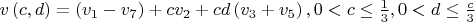 $v\left(c, d\right) = \left(v_1 - v_7\right) + c v_2 + c d \left(v_3 + v_5\right), 0 < c \le \frac13, 0 < d \le \frac{c}3$