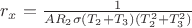 $r_x = \frac{1}{A R_2 \sigma (T_2 + T_3)(T_2^2 + T_3^2)}$ $r_x = \frac{1}{A R_2 \sigma (T_2 + T_3)(T_2^2 + T_3^2)}$