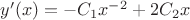 $y'(x)=-C_1 x^{-2}+2C_2 x$