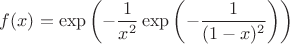 $f(x)=\exp\left(-\dfrac{1}{x^2}\exp\left(-\dfrac{1}{(1-x)^2}\right)\right)$