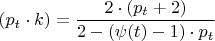 $(p_{t}\cdot k)= \dfrac{2\cdot (p_{t}+2)}{2-(\psi(t)-1)\cdot p_{t}}$
