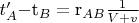 $t'_A-$t_B={$r_{AB}}\frac{1}{V+v}