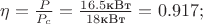 $\eta=\frac{P}{P_c}=\frac{16.5\text{кВт}}{18\text{кВт}}=0.917;$